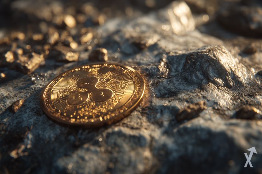 Moeda de ouro brilhante 3D no ch&atilde;o.