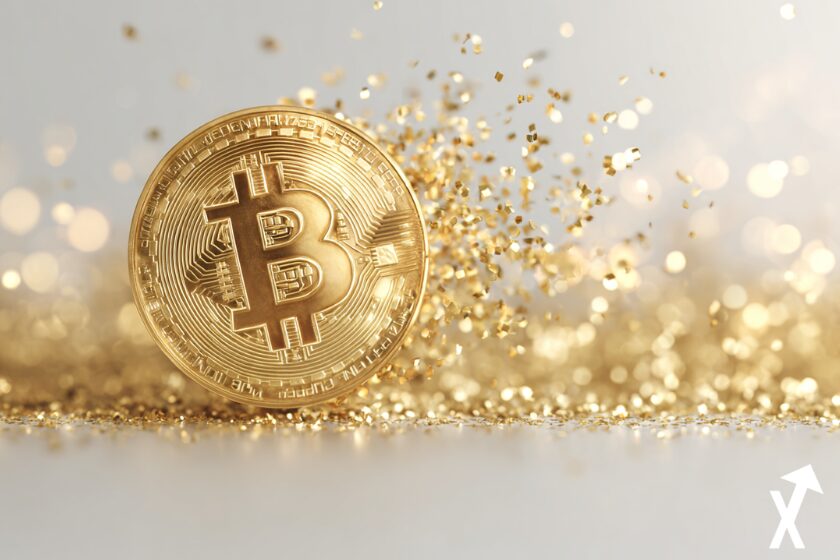 bitcoin dourado em fundo branco limpo