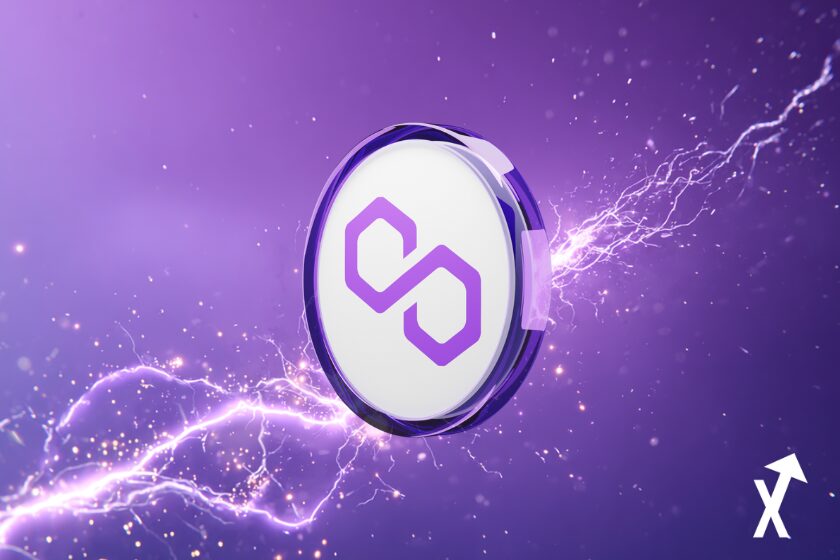 polygon coin violet blanc sur fond violet elctrique