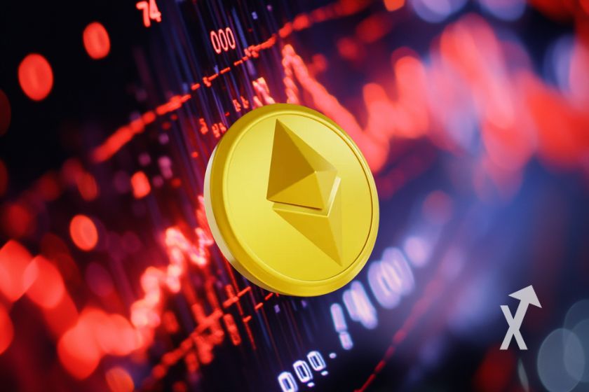 Kryptow&auml;hrung Bitcoin und Ethereum-Konzept Abbildungsraster-Hintergrund.
