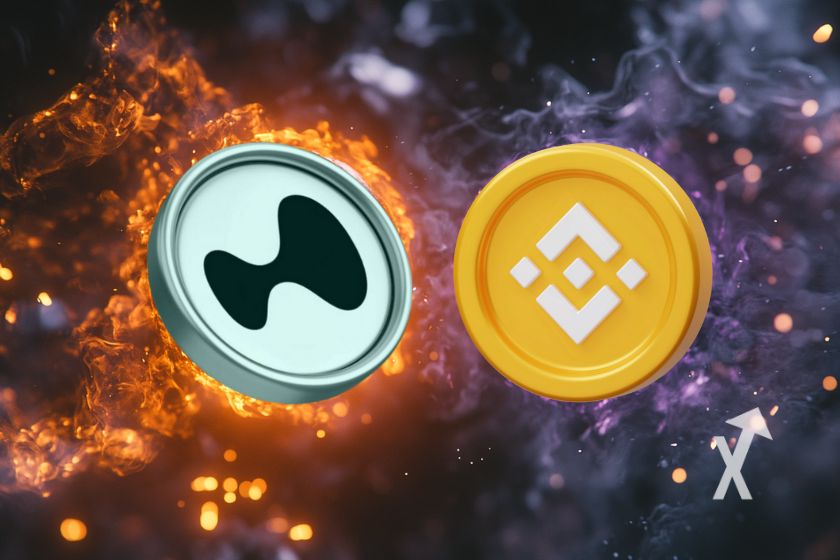 Hyperliquid Binance Logo auf wei&szlig;em Hintergrund.
