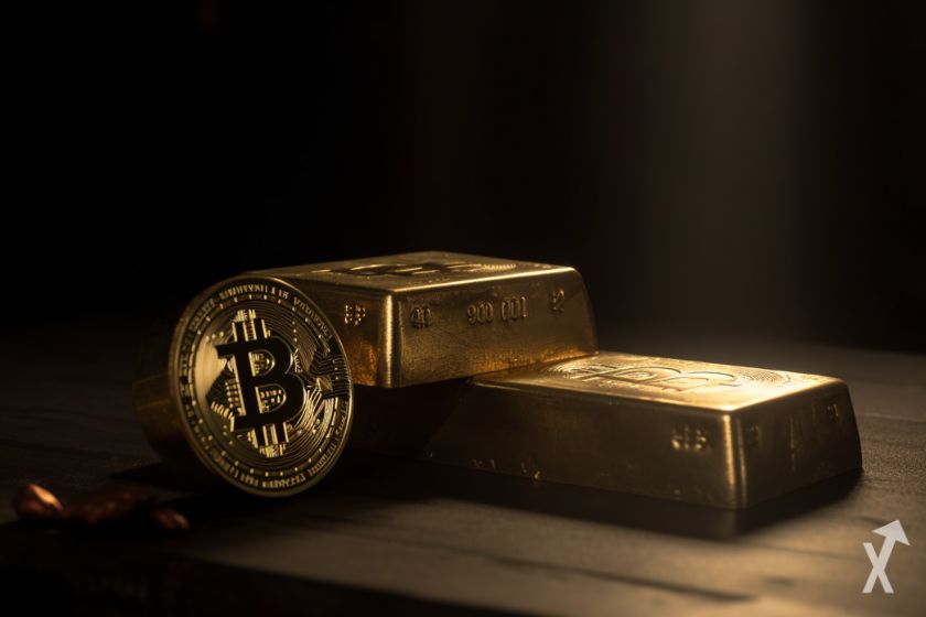 Bitcoin gegen Gold-Konzept im Vergleich