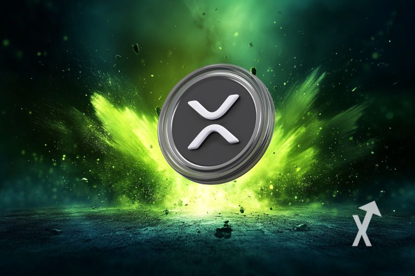 XRP Ripple Logo auf blauem Hintergrund