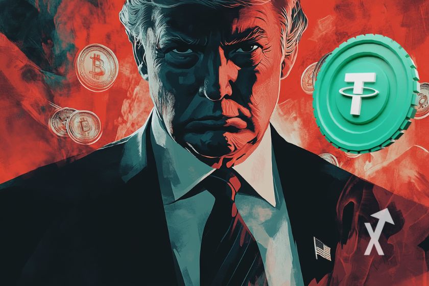 Donald Trump Portr&auml;t auf Stablecoin