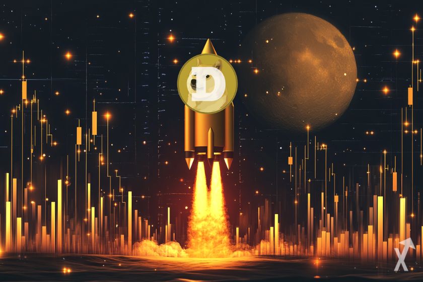 Dogecoin Preis, Doge Kryptow&auml;hrungswert steigt.