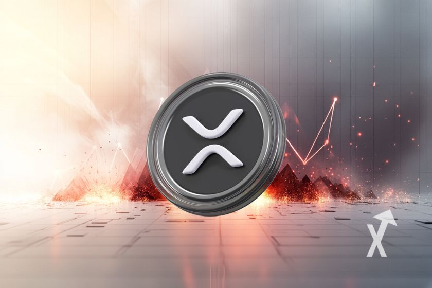 Krypto-W&auml;hrung XRP mit digitaler Technologie.