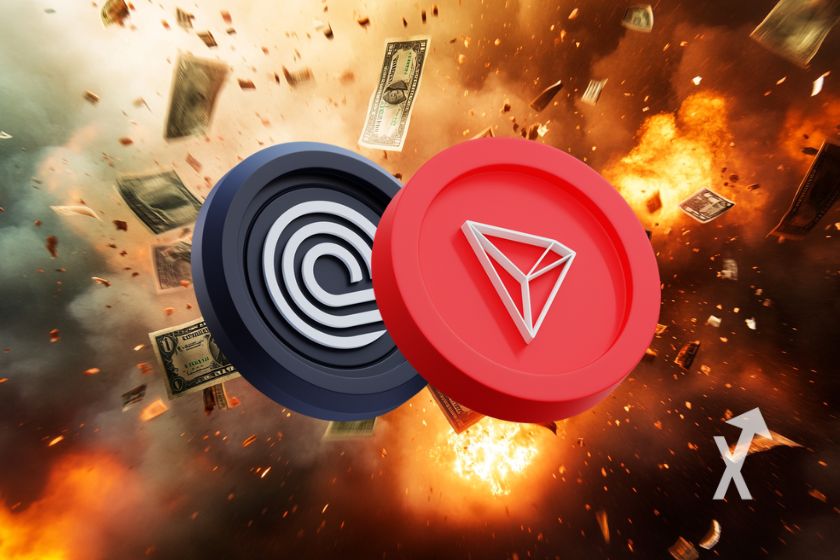 Tron TRX Ondo - Kryptow&auml;hrungslogo in wei&szlig;.