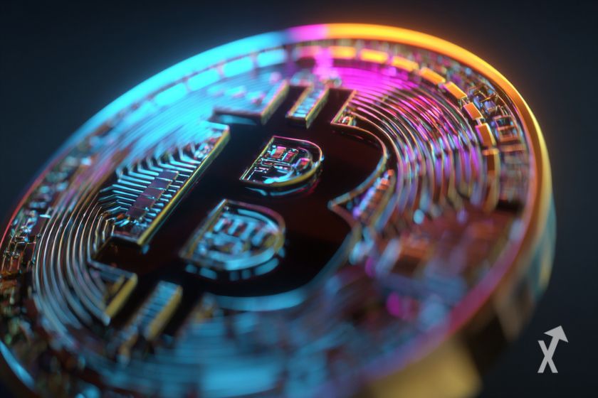 Bitcoin mit bunten Farben