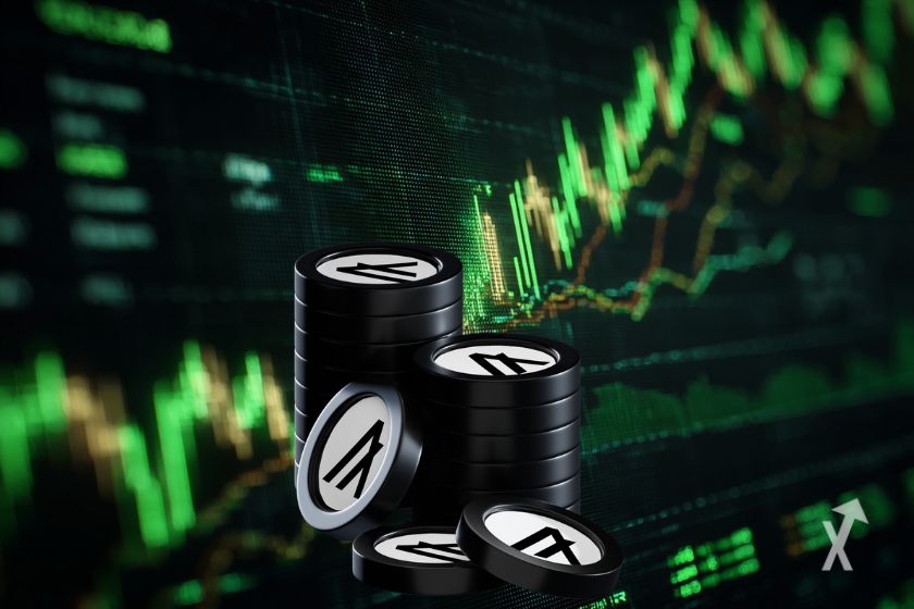 Kryptow&auml;hrung ALGO-Token mit wei&szlig;em Hintergrund.
