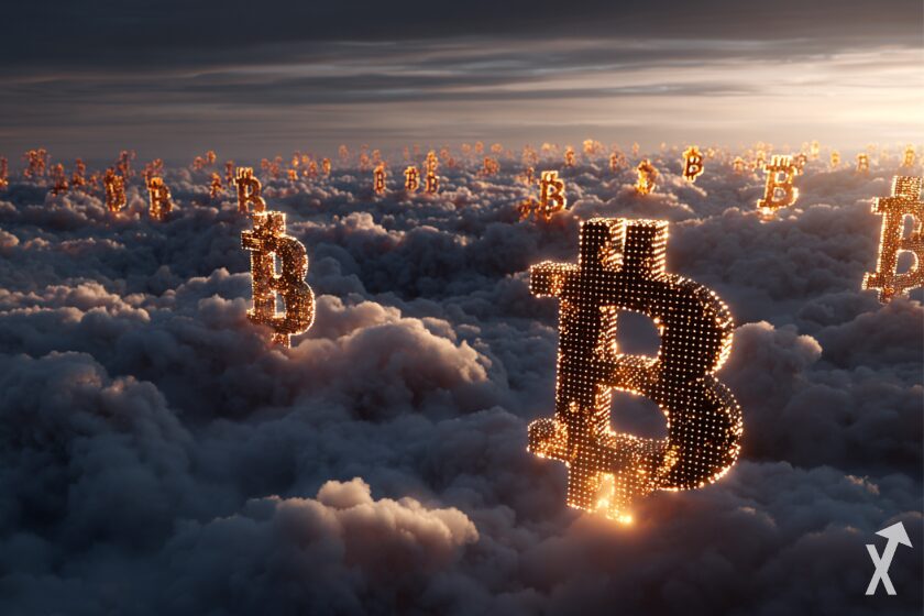 Bitcoin Himmel &uuml;ber der Stadt