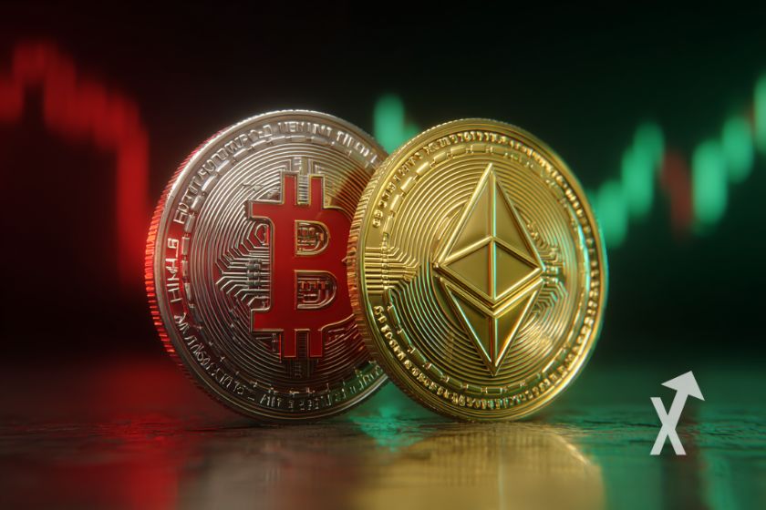 Digitale W&auml;hrungen: Bitcoin & Ethereum Illustration