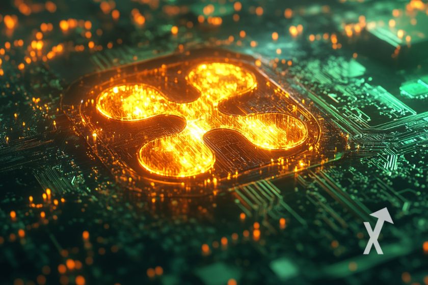 XRP Ripple Logo auf wei&szlig;em Hintergrund