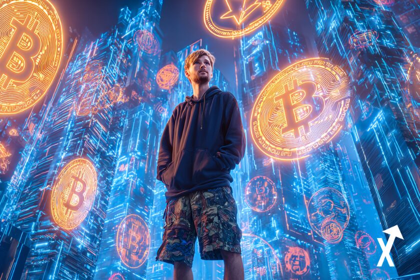 "MrBeast Krypto Welt YouTube leuchtende Stadt"