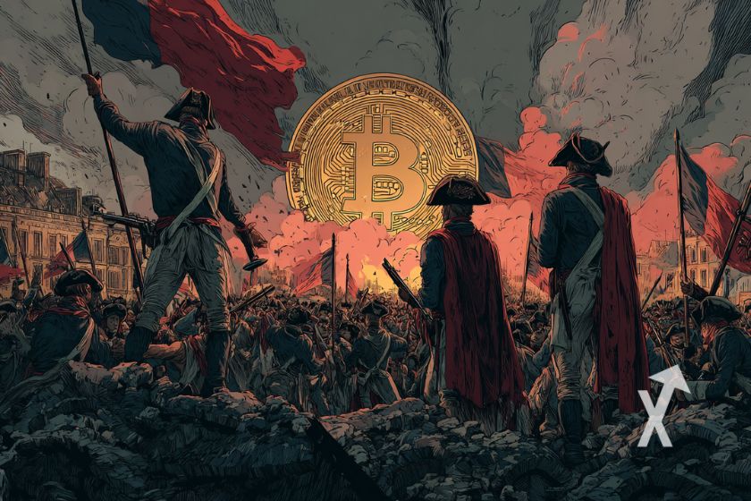 "Cover der franz&ouml;sischen Bitcoin-Krise" - "Franz&ouml;sische Bitcoin-Krise Buchumschlag"