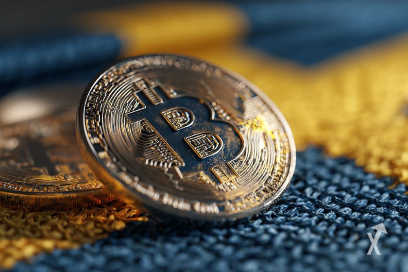 "Ein St&uuml;ck Bitcoin" - Wertvolles digitales W&auml;hrungsfragment.