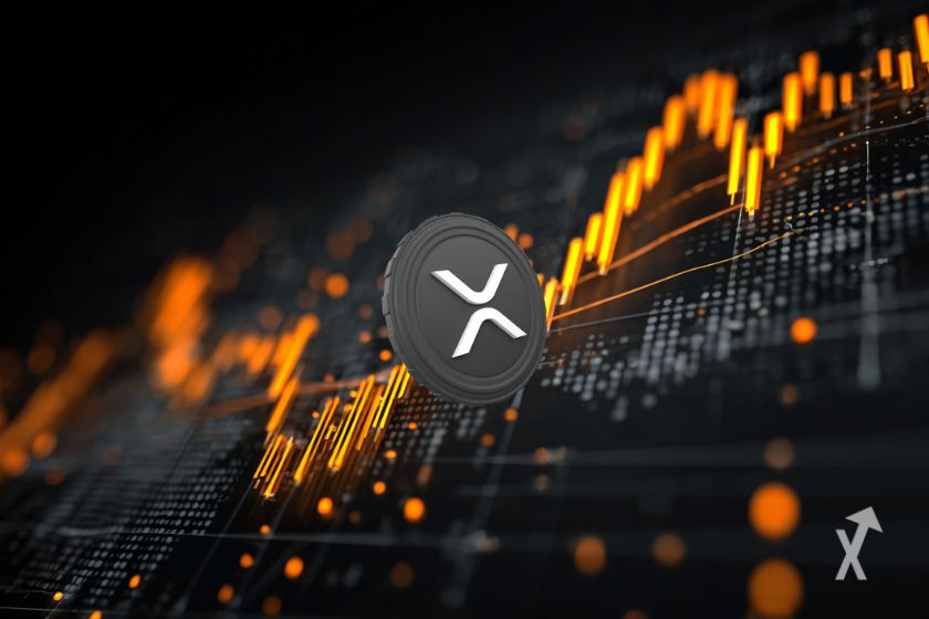 "XRP grauer Token auf technischem Chart"