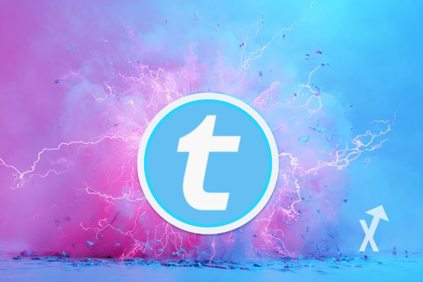 M&uuml;nzenlogo von Telcoin auf farbigem Hintergrund.