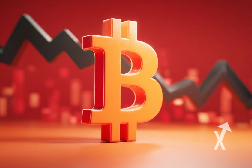 Bitcoin-Logo in Orange und Rot