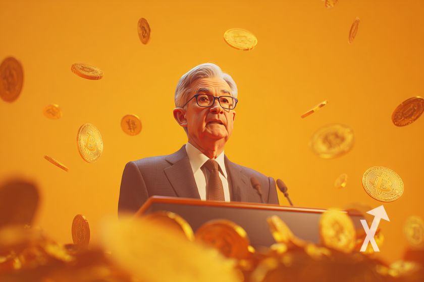"Jerome Powell und fliegende Bitcoins"