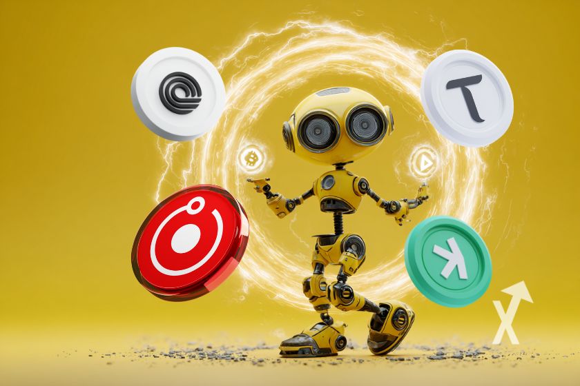 Gelber Roboter mit wei&szlig;em Aura-Ring.