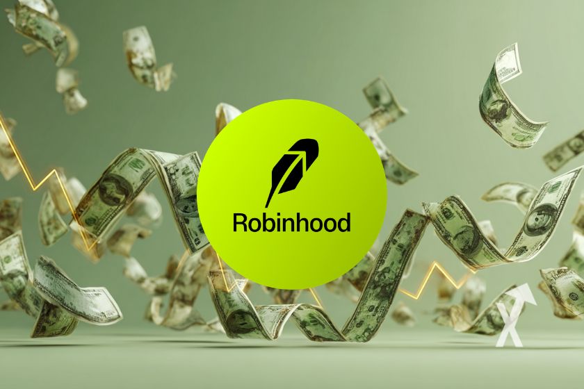logo robinhood sur un fond vert avec billets verts