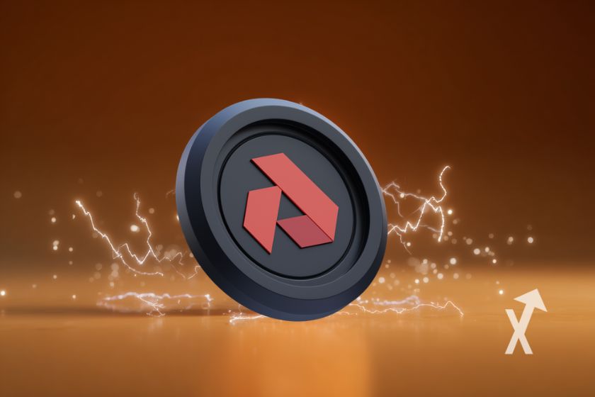 Coin Akash akt sur un fond marron avec &eacute;lectricit&eacute; orange