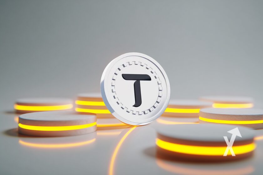 coin tao sur un fond blanc avec coin lumi&egrave;re orange