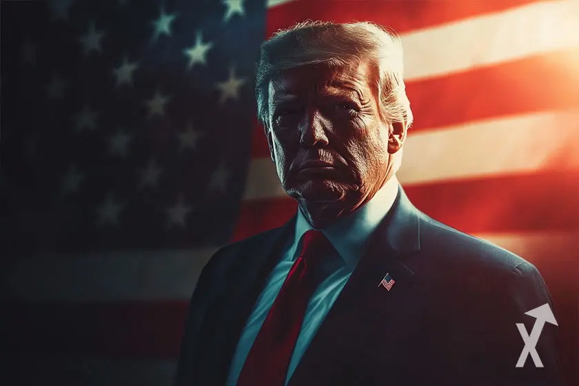 Expresi&oacute;n facial de Donald Trump seria.