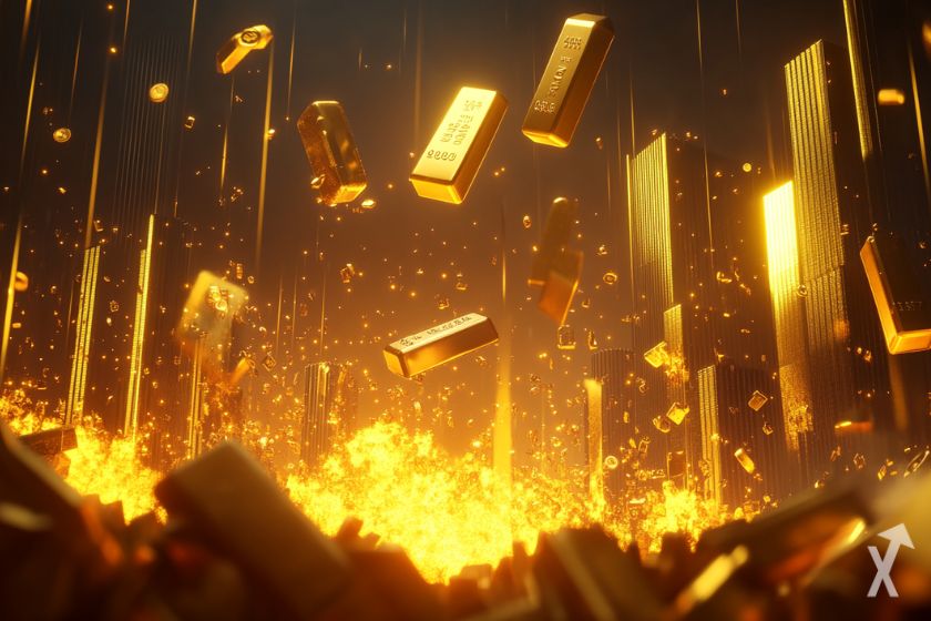Oro alcanza m&aacute;ximos, criptomonedas caen.