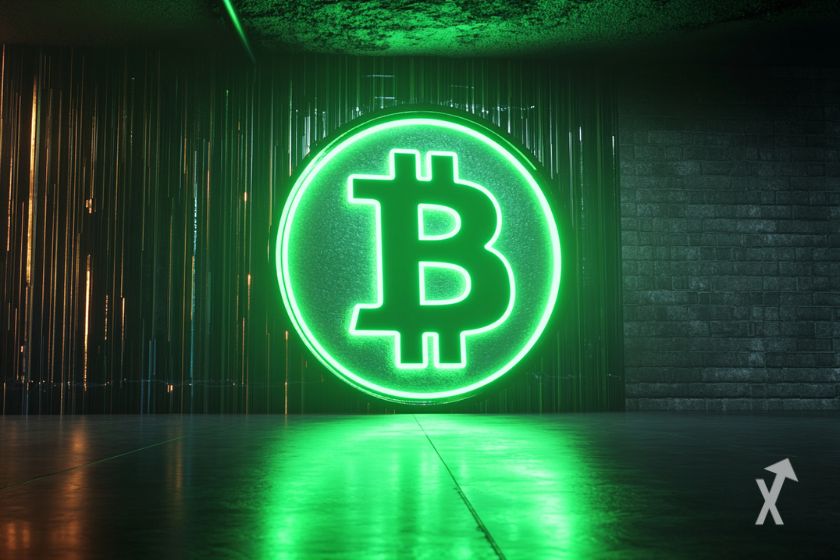 Logo verde de Bitcoin.