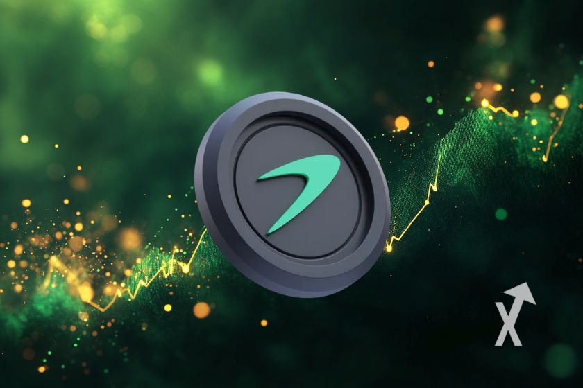 Criptomoneda Tellor TRB sobre fondo blanco.