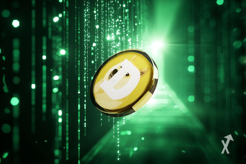 Emblema de la moneda digital Dogecoin.