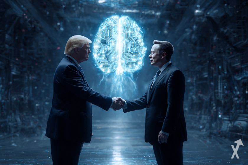 Elon Musk y Trump en IA.