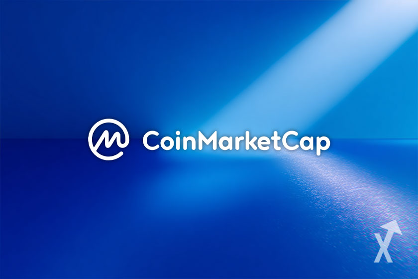 "Logo de CoinMarketCap sobre fondo azul"