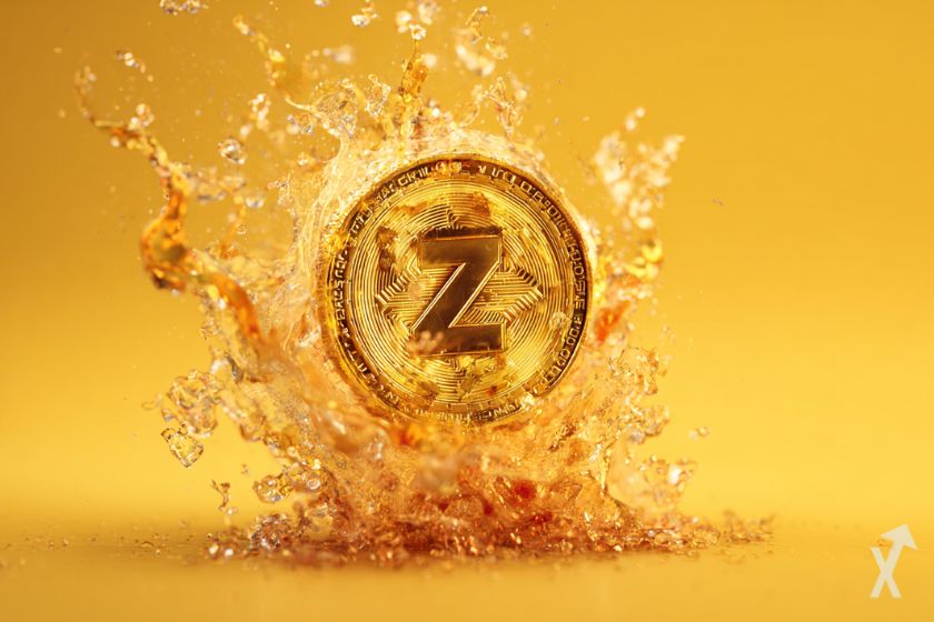 Moneda Zcash en explosi&oacute;n lum&iacute;nica.