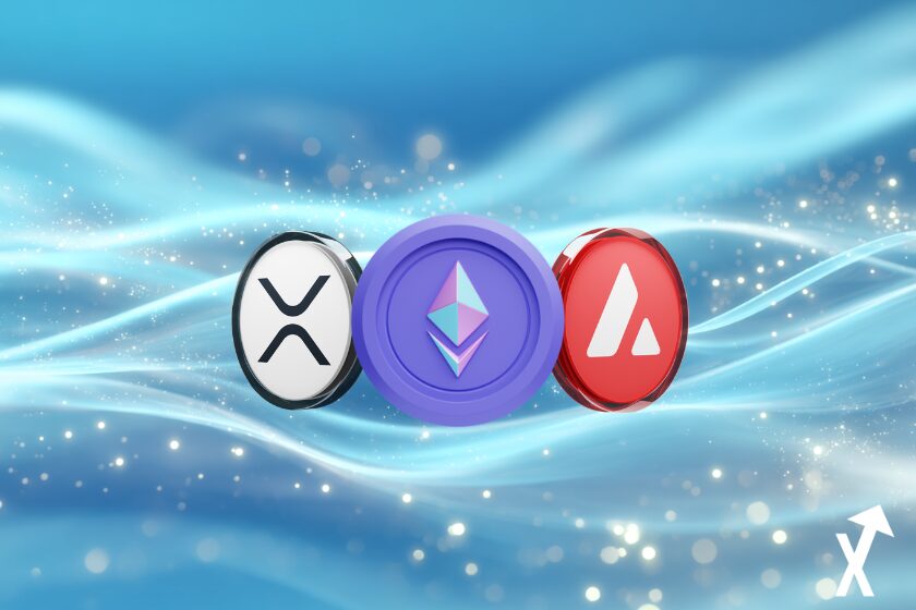 Criptomonedas de AVAX, ETH y XRP.