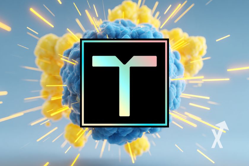 Logotipo Talus US sobre fondo azul.