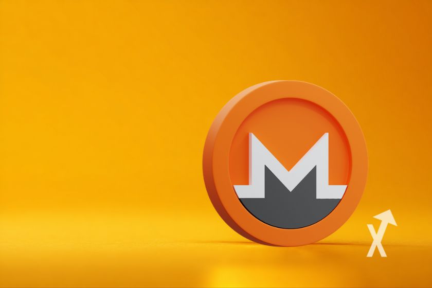 Moneda XMR Monero sobre fondo naranja.