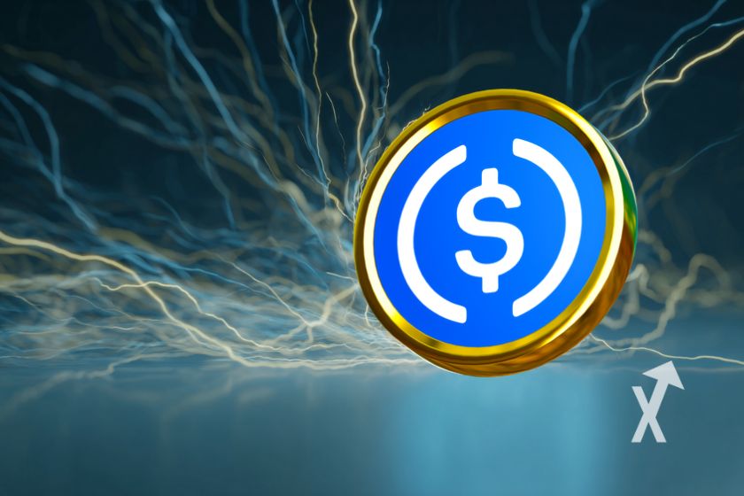 C&iacute;rculo de moneda USDC en azul.