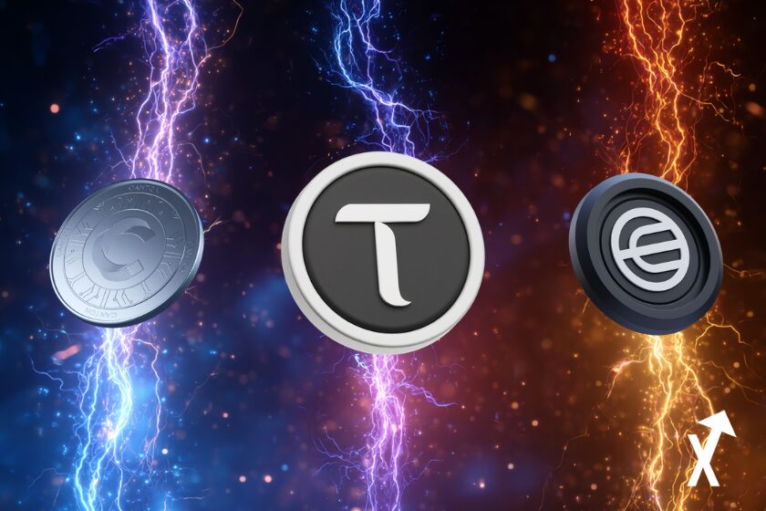 3 jetons electriques le tao bittensor le cc coin et fond multicolore