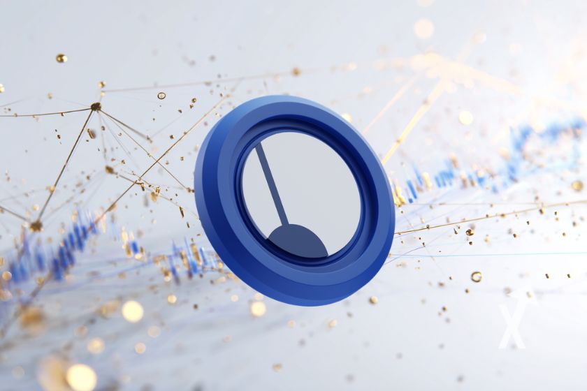 coin pendle sur un fond blanc avec bougie bleues de graphique