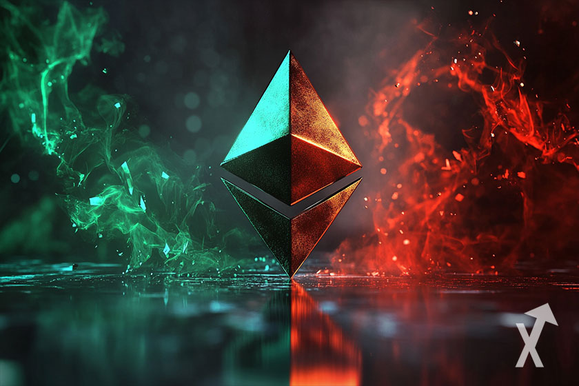 Cryptocurrency ETH, digital currency for Ethereum.