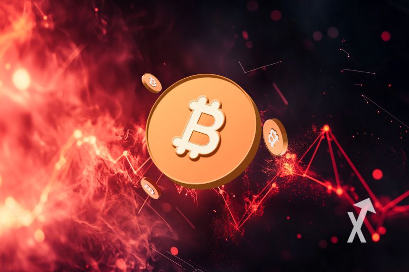 Digital currency Bitcoin symbol BTC.