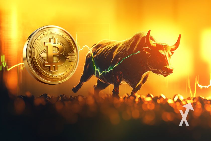 Bitcoin bull run illustration concept.