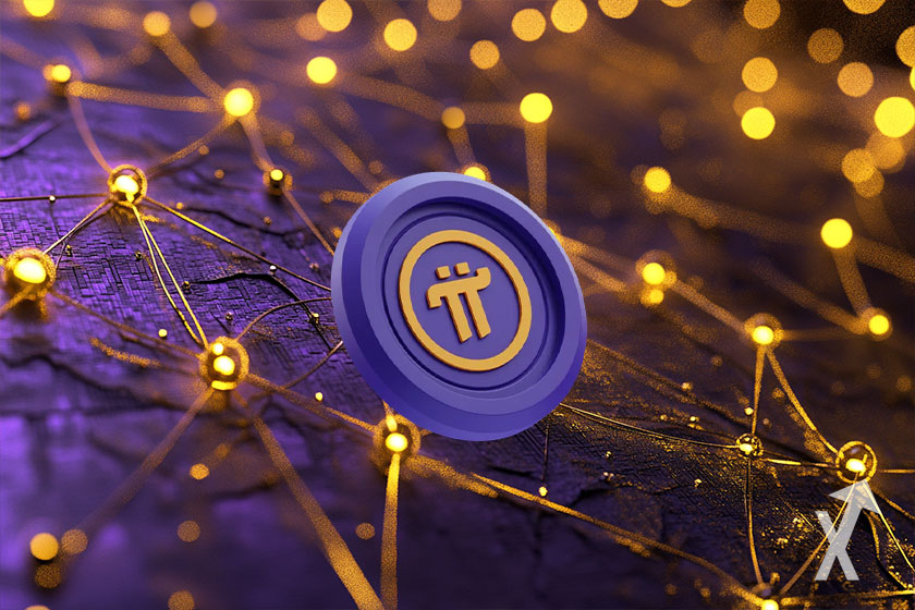 Pi Network cryptocurrency concept logo design.