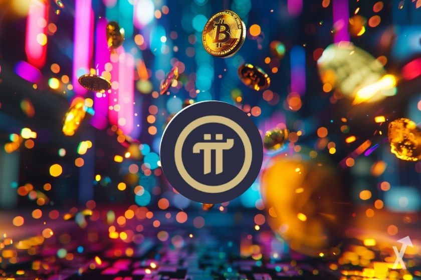 Cryptocurrency blockchain platform, Pi Network logo.