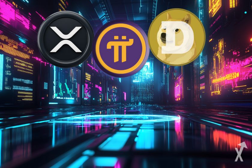 Cryptocurrencies: XRP, Pi, Dogecoin, and others.