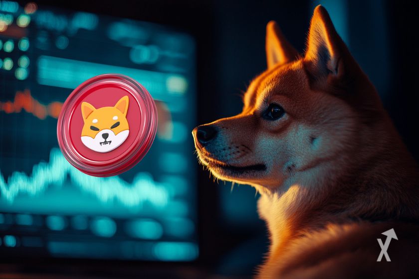 Adorable Shiba Inu dog portrait.