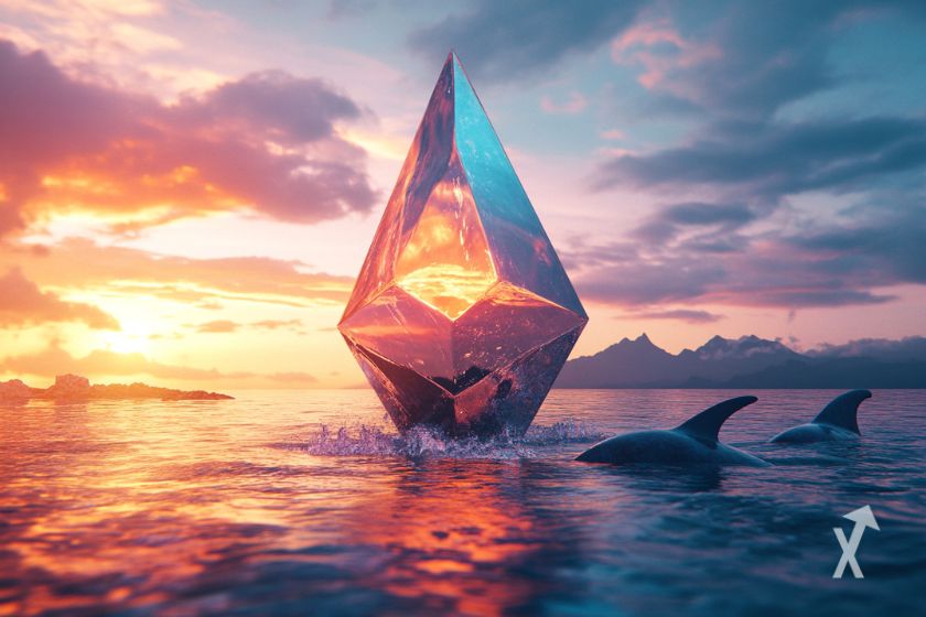 ETH logo submerged in water
