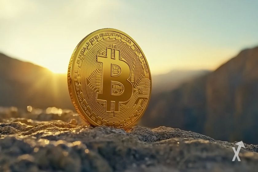 Bitcoin logo: digital currency emblem.